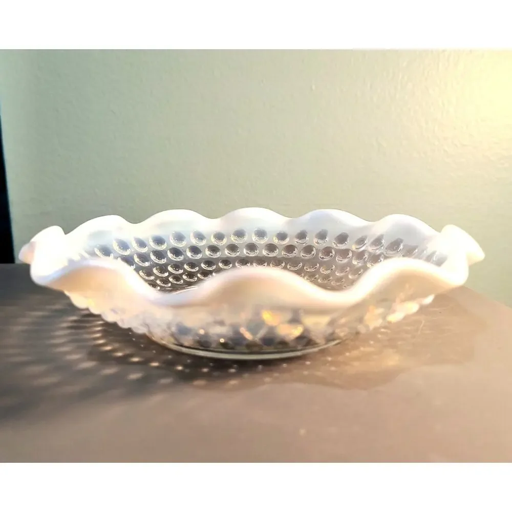 900.  Moonstone Opalescent Hobnail Glass Dish
